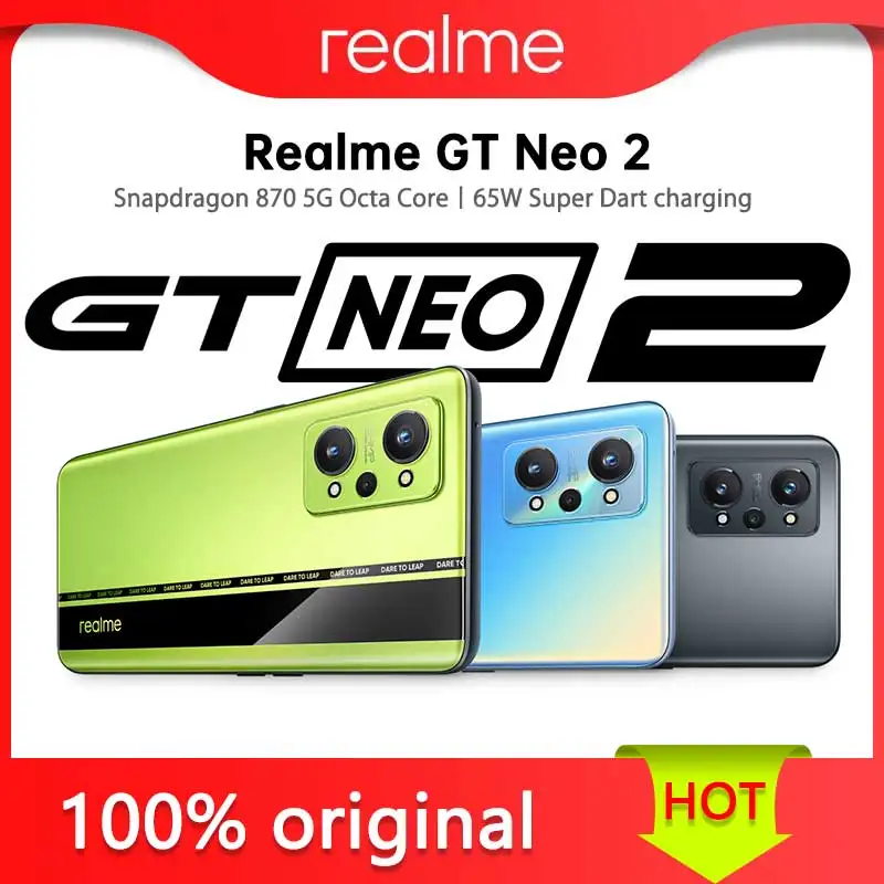 

Realme GT NEO 2 8GB 256GB Smartphone Snapdragon 870 Octa Core 6.62'' 120Hz E4 AMOLED Display 64MP Triple Camera