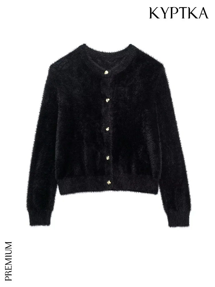 KYPTKA Women Fashion Faux Fur Knit Cardigan Sweater Vintage Long Sleeve Front Gold Button Female Outerwear Chic Tops
KYPTKA Women Fashion Faux Fur Knit Cardigan Sweater Vintage Long Sleeve Front Gold Button Female Outerwear Chic Tops