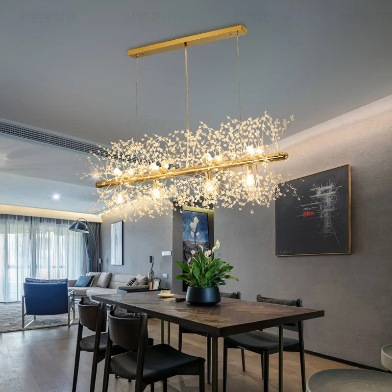 

Nordic Snowflake Suspension Living Room Pendant Lamp Indoor Lighting Dandelion Long Led Chandelier for Dining Room Light Fixture