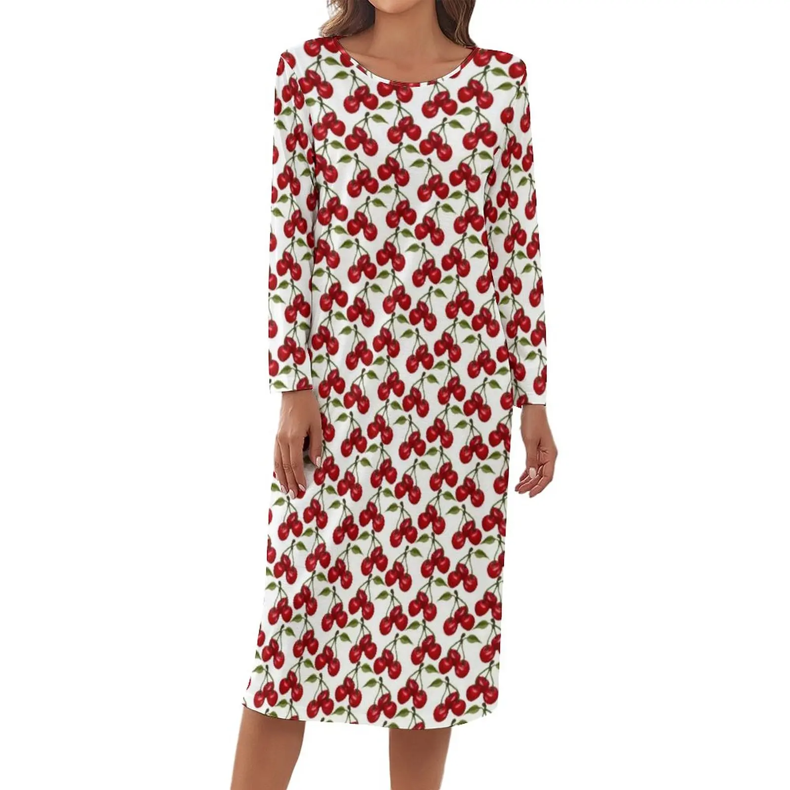 Watercolor Fruit Print Pajamas Long-Sleeve Pretty Red Cherry Kawaii Dresses Womens Room Nightgown Crew Neck Print Home Suit
Watercolor Fruit Print Pajamas Long-Sleeve Pretty Red Cherry Kawaii Dresses Womens Room Nightgown Crew Neck Print Home Suit