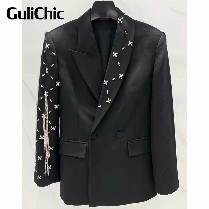 7.5 GuliChic Women Temperament Heavy Industry Diamonds Rhinestone Chain Long Sleeve Blazer Or Irregular Mini Skirt Set
7.5 GuliChic Women Temperament Heavy Industry Diamonds Rhinestone Chain Long Sleeve Blazer Or Irregular Mini Skirt Set