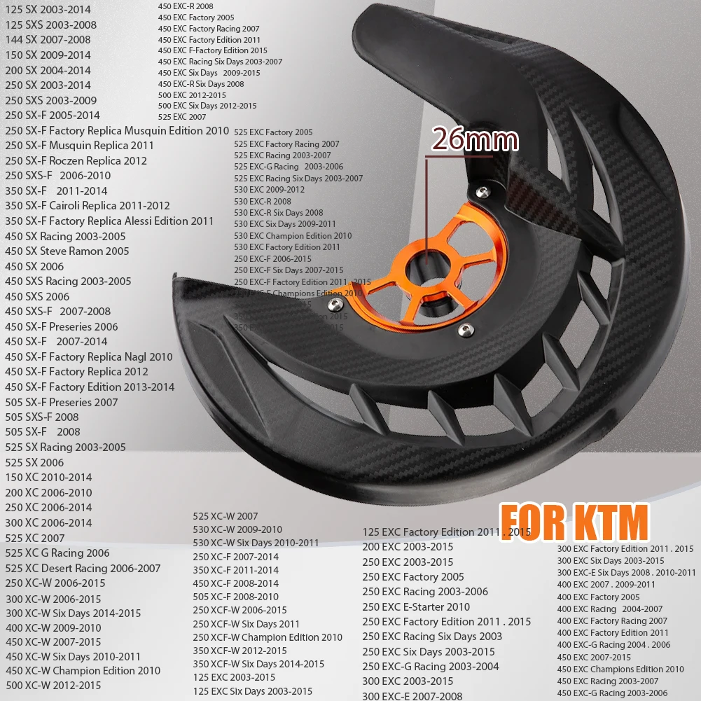 Мотоциклетная крышка тормозного диска 22 мм 26 мм, защита переднего тормозного диска для KTM 125 150 200 250 300 350 450 500 EXC EXC-F EXC-F 2016-2023
Мотоциклетная крышка тормозного диска 22 мм 26 мм, защита переднего тормозного диска для KTM 125 150 200 250 300 350 450 500 EXC EXC-F EXC-F 2016-2023