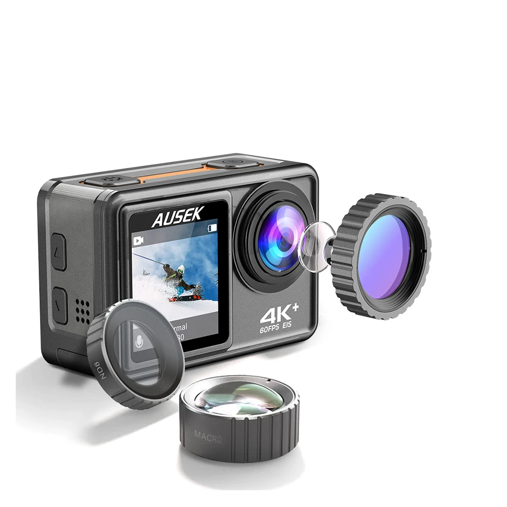 Ausek 170 Degree Wide Angle Loop Recording 50 In 1 Action Camera Accessories Dual Lens Action Camera Waterproof Action Camera 4K
Ausek 170 Degree Wide Angle Loop Recording 50 In 1 Action Camera Accessories Dual Lens Action Camera Waterproof Action Camera 4K