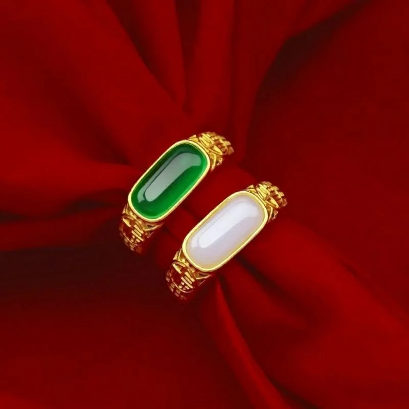 Natural Hetian Jade Men's and Women's Fashion Pure Copy Real 18k Yellow Gold 999 24k Green Chalcedony Ring Adjustable Gift Never
Natural Hetian Jade Men's and Women's Fashion Pure Copy Real 18k Yellow Gold 999 24k Green Chalcedony Ring Adjustable Gift Never