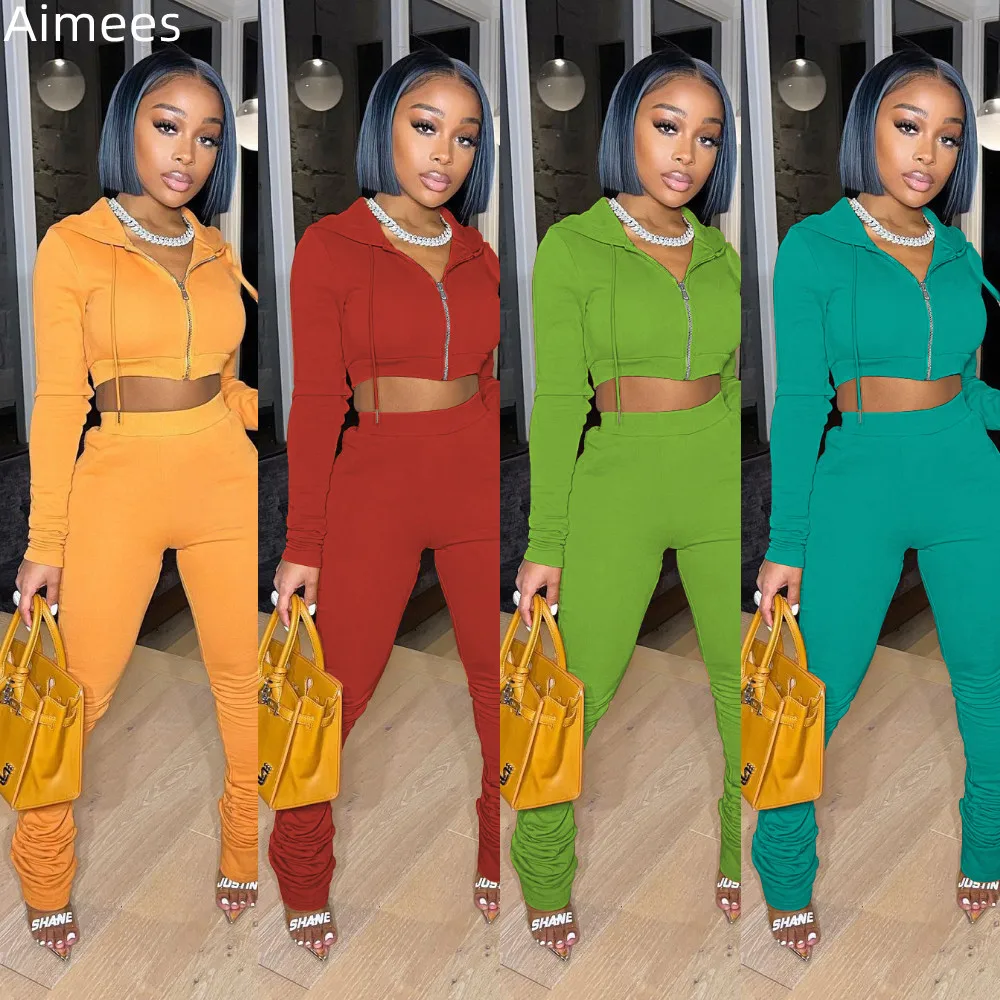 Autumn Winter Fashion Casual Tracksuit Woman Zipper Hooded Coat Long Sleeves High Waist Stacked Pants Sport Two Pieces Set
Autumn Winter Fashion Casual Tracksuit Woman Zipper Hooded Coat Long Sleeves High Waist Stacked Pants Sport Two Pieces Set
