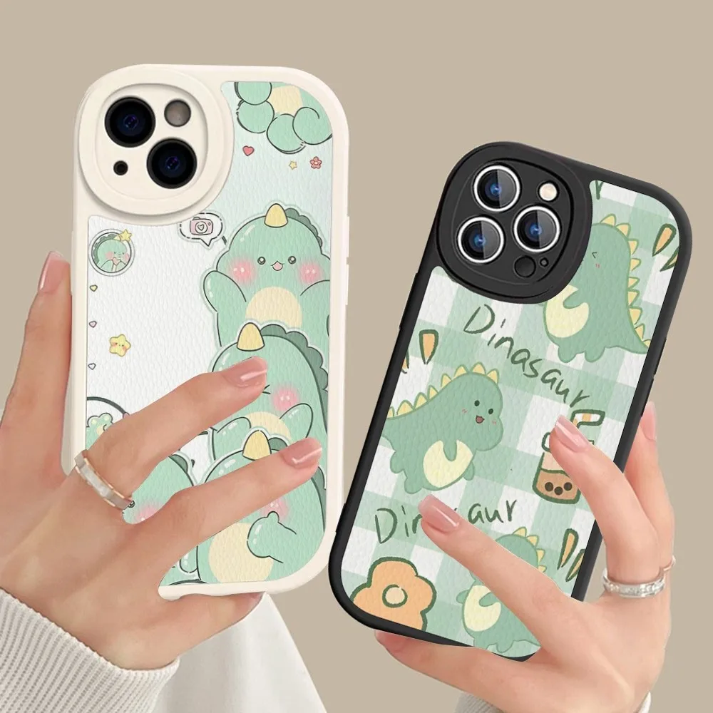 

Cute Cartoon Dinosaur Phone Case Hard Leather For IPhone 14 13 12 Mini 11 14 Pro Max Xs X Xr 7 8 Plus Fundas