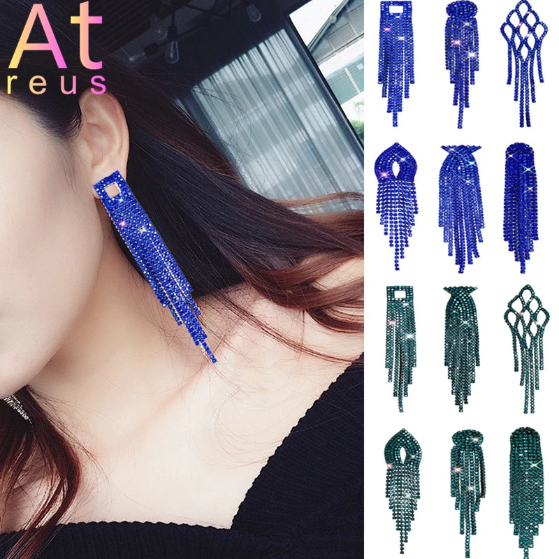 Rhinestone Long Tassel Earrings For Women Blue/Green Crystal Night Club Party Jewelry Round Geometric Drop Earrings Wedding
Rhinestone Long Tassel Earrings For Women Blue/Green Crystal Night Club Party Jewelry Round Geometric Drop Earrings Wedding