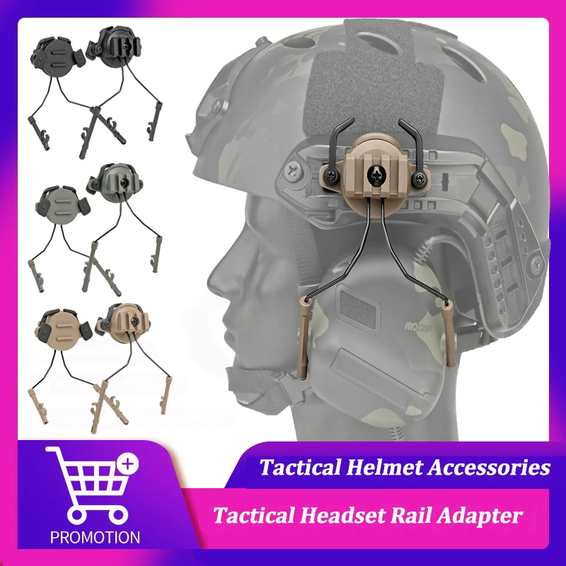 

Tactical Fast Rail Mounts Headset Rail Adapter Headset Holder Set Shooting Helmets 360 Rotation Helmet Rail Suspension Brackets