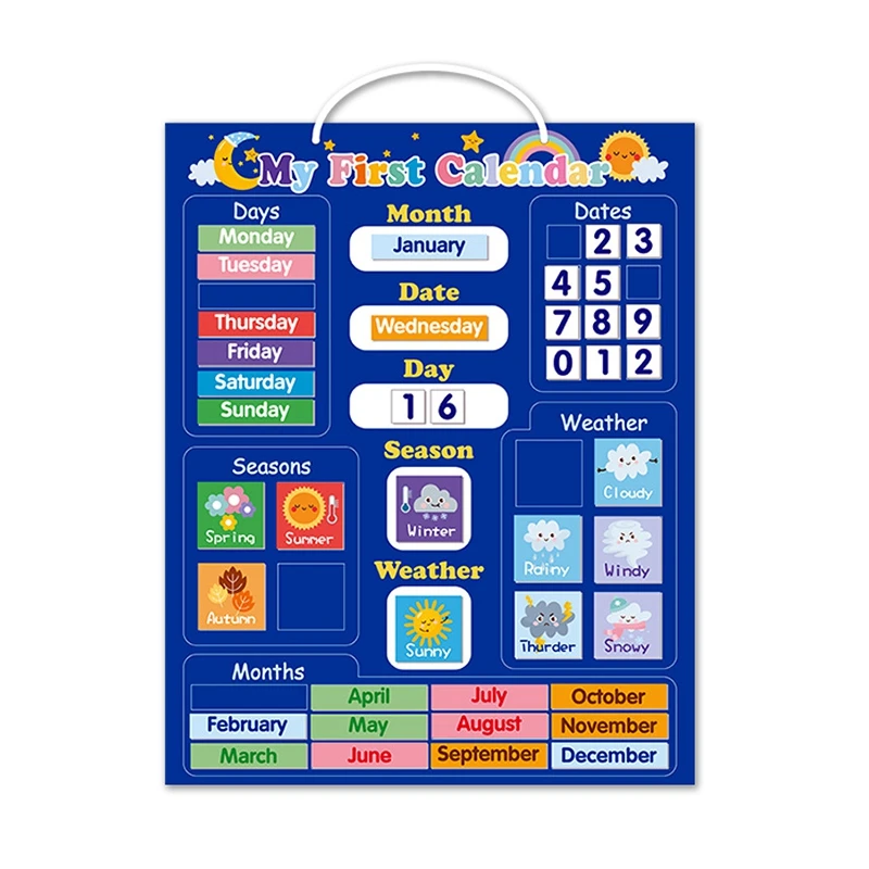 Kids Magnetic First Calendar Time Month Date Day Season Weather Learning Chart Board Early Educational Toy For Boys Girl
Kids Magnetic First Calendar Time Month Date Day Season Weather Learning Chart Board Early Educational Toy For Boys Girl