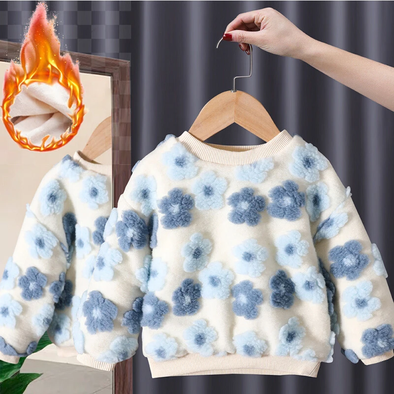 Korean Autumn Cotton Fleece Blue Flowers Long Sleeve Loose Beautiful Hoodie Girl Outdoor Clothes For Children From 2 To 7 Years
Korean Autumn Cotton Fleece Blue Flowers Long Sleeve Loose Beautiful Hoodie Girl Outdoor Clothes For Children From 2 To 7 Years