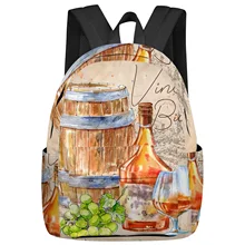 Fall Wine Barrel Retro Women Man Backpacks Waterproof Travel School Backpack For Student Boys Girls Laptop Book Pack Mochilas