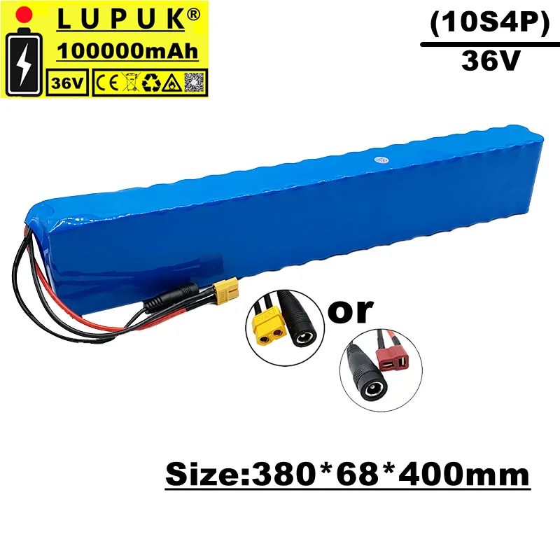 Lupuk-10s4p, 36V lithium ion battery pack, 800W, 100Ah, built-in BMS, XT60 or T plug, suitable for bicycles and electric cars
Lupuk-10s4p, 36V lithium ion battery pack, 800W, 100Ah, built-in BMS, XT60 or T plug, suitable for bicycles and electric cars
