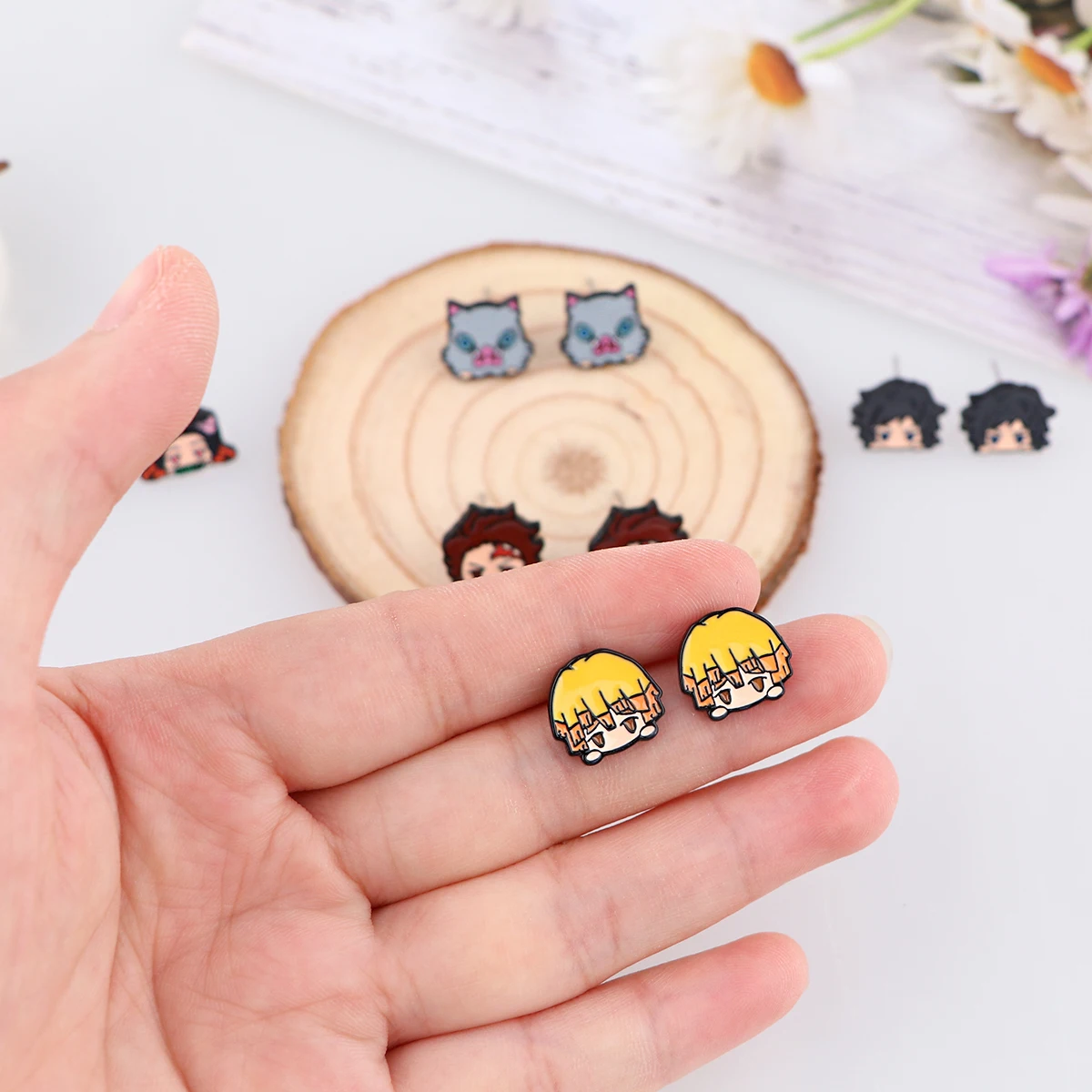 Japanese Anime Demon Slayer Earrings Metal Stainless Steel Piercing Ear Stud Earrings For Man Woman Enamel Jewelry Earrings Gift
Japanese Anime Demon Slayer Earrings Metal Stainless Steel Piercing Ear Stud Earrings For Man Woman Enamel Jewelry Earrings Gift
