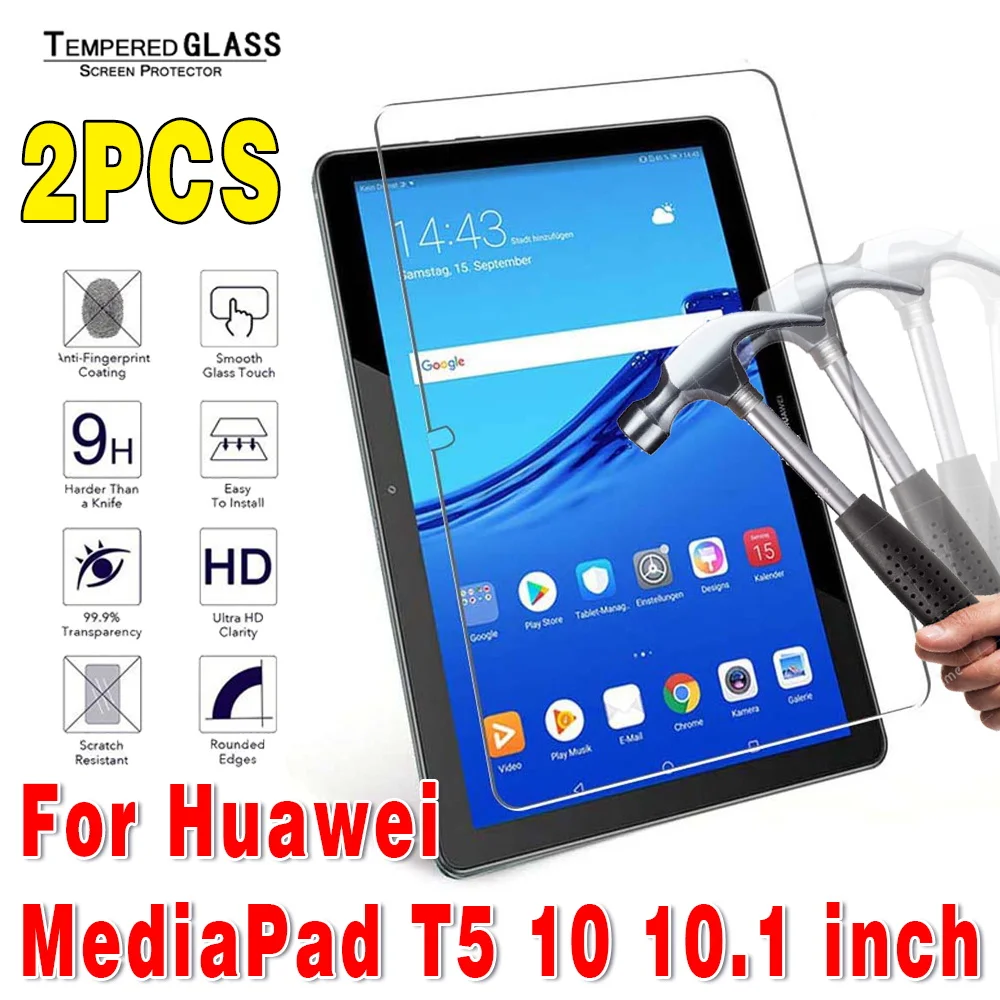 

2 Pcs Tempered Glass for Huawei MediaPad T5 10 10.1'inch 0.3mm Tablet Screen Protector Protective Film for AGS2-W09/L09/L03/W19