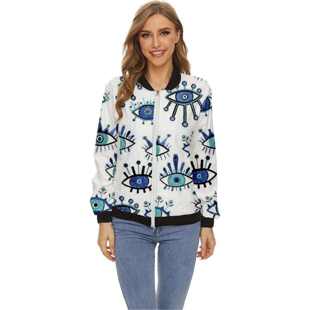 Женская модная куртка, топы с длинным рукавом, Бейсбольный воротник, пальто на молнии, приталенная Женская куртка-бомбер с принтом глаза для девушек, уличный стиль
Женская модная куртка, топы с длинным рукавом, Бейсбольный воротник, пальто на молнии, приталенная Женская куртка-бомбер с принтом глаза для девушек, уличный стиль