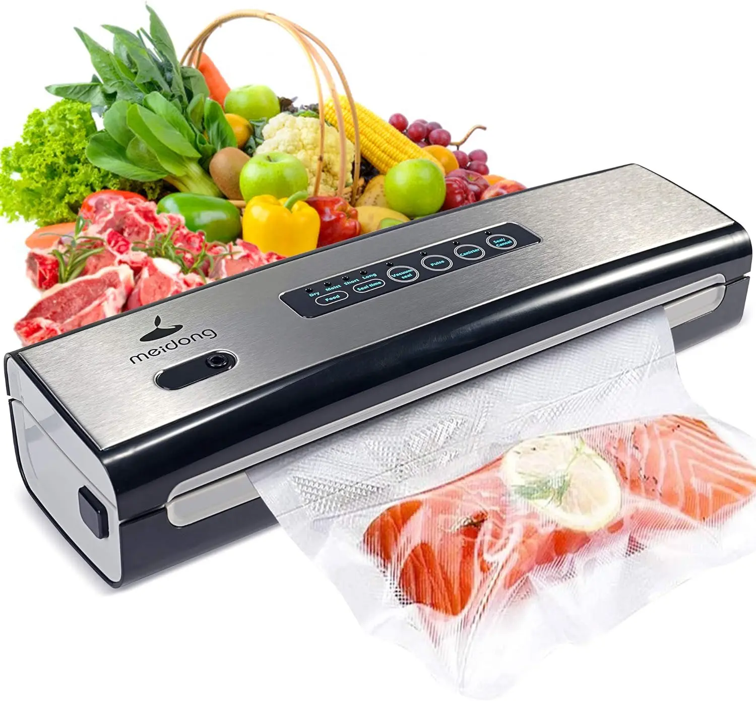 

Sealer Machine, Vacuum Sealer Machine Built in Air Sealing System w/Starter Kit, Dry & Moist Food Modes, Easy to Clean, Com Vac