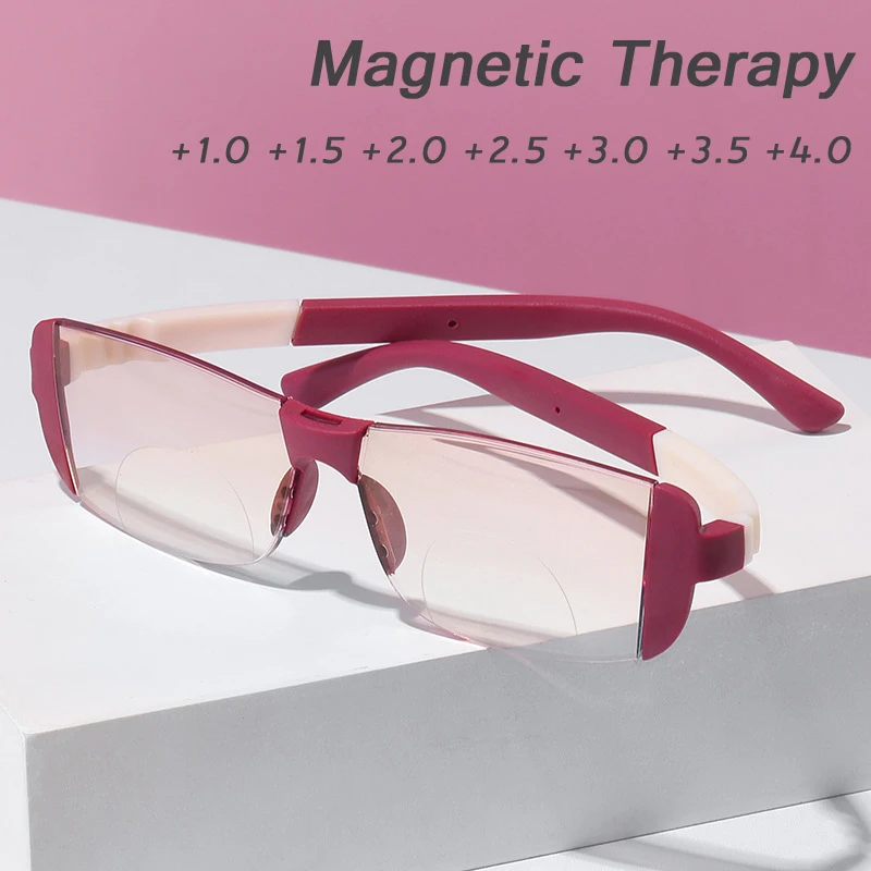 2022 Magnetic Therapy Reading Glasses Rimless Anti-Blue Bifocal Eyewear Men Women TR Double Light Fashion Presbyopia Eyeglasses
2022 Magnetic Therapy Reading Glasses Rimless Anti-Blue Bifocal Eyewear Men Women TR Double Light Fashion Presbyopia Eyeglasses