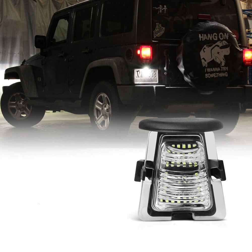 

For Jeep Wrangler JL JK JKU 2007-2020 White LED Rear Bumper Trunk Number License Plate Light Indicator Accessories