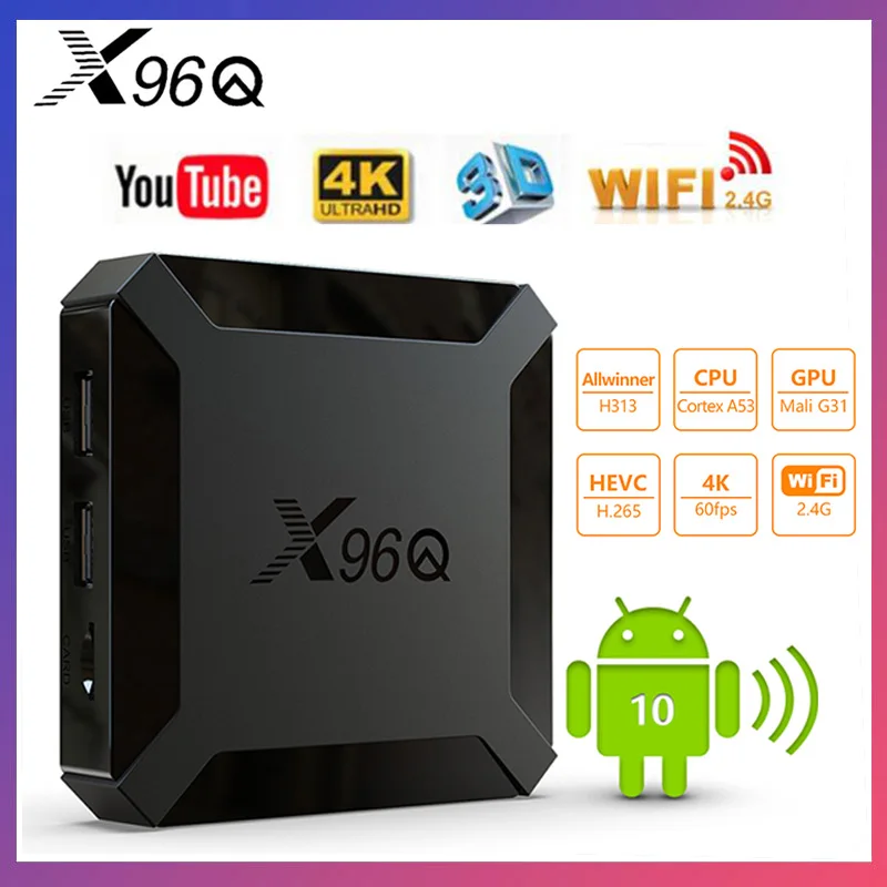 X96Q Smart IPTV Box Android 10 TV Box 2.4G WiFi Allwinner H313 Google Youtube Full HD 4K Media Player x96 q ip tv Set top Box
X96Q Smart IPTV Box Android 10 TV Box 2.4G WiFi Allwinner H313 Google Youtube Full HD 4K Media Player x96 q ip tv Set top Box