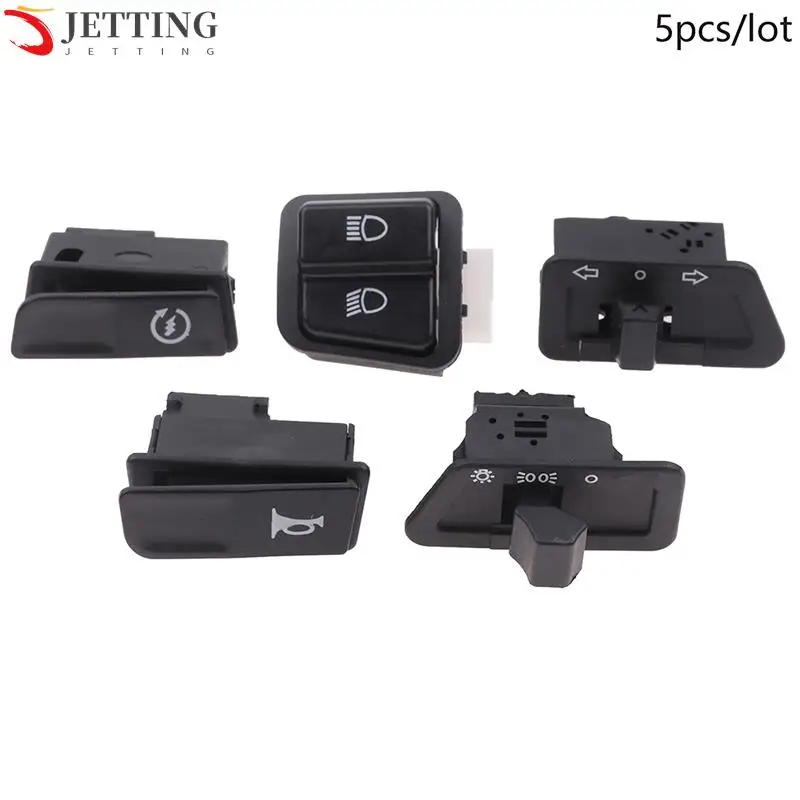 

5pcs/set Motorcycle Start Switch Horn Light Turn Signal High Low Beam Button Switch Connecters For Scooter ATV Moped Accessories