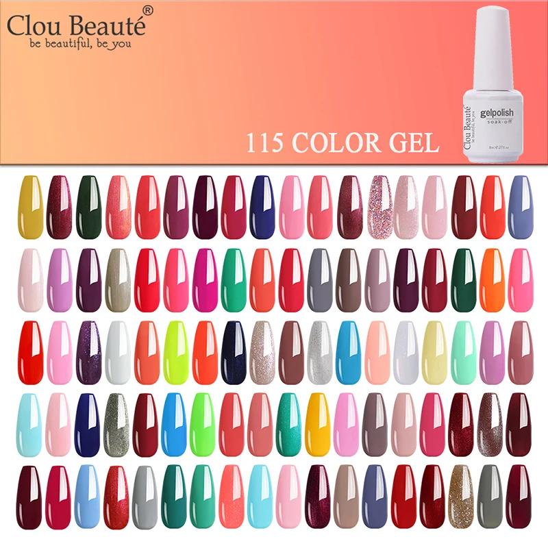 Clou Beaute 8 мл Новинка 115 цветов УФ-гель для ногтей все маникюра полулак отмачиваемый