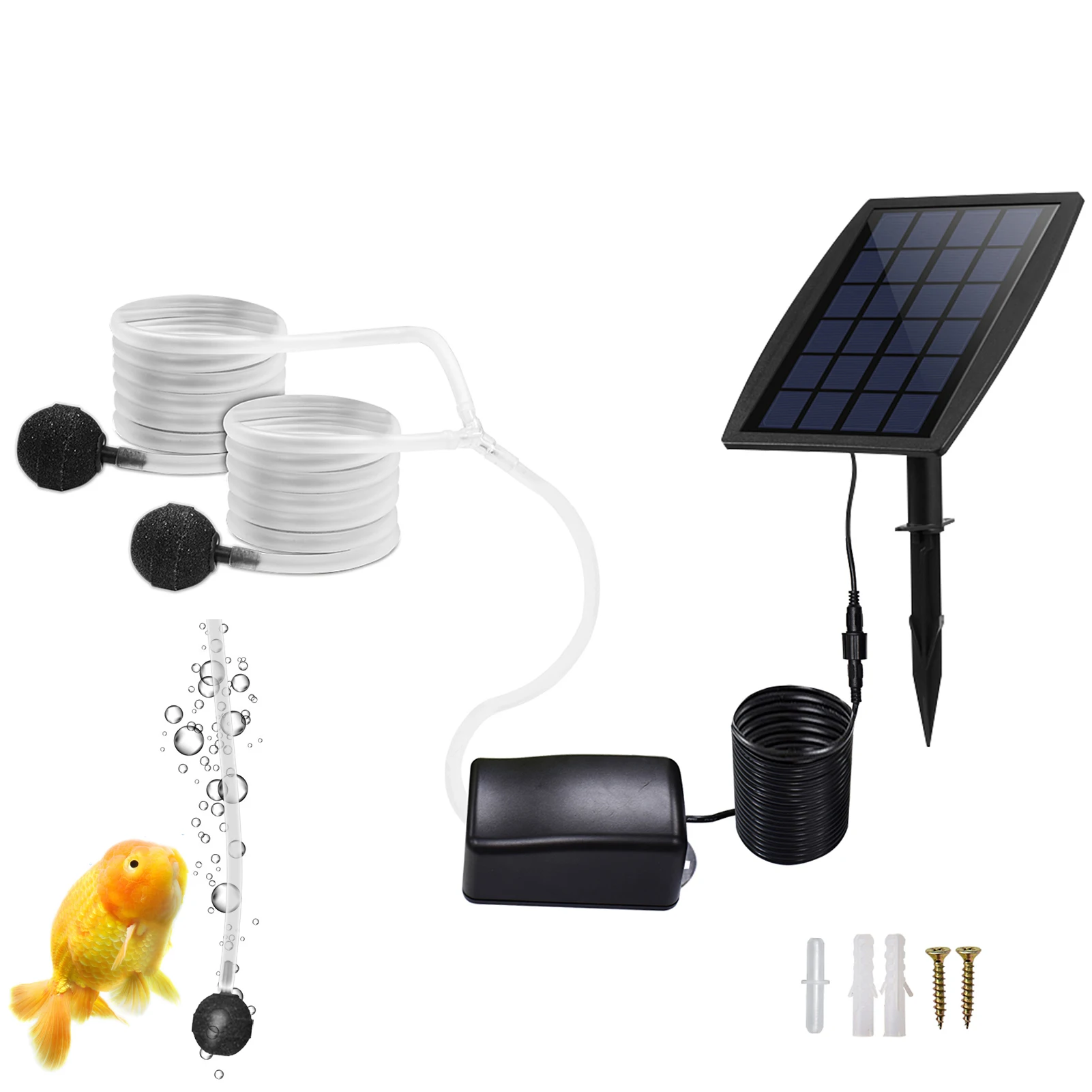 

Pond Aerator Solar Powered Air Pump Kit 2.5w Air Pump With Air Hoses And Bubble Stones 3 Working Modes Pond Aerator Oxygenator
