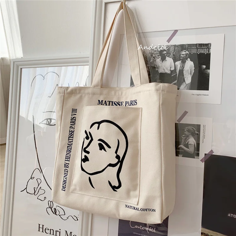 Women Canvas Shoulder Bag Henrimatisse Printing Ladies Casual Handbag Tote Bag Large Capacity Cotton Reusable Shopping Beach Bag
Women Canvas Shoulder Bag Henrimatisse Printing Ladies Casual Handbag Tote Bag Large Capacity Cotton Reusable Shopping Beach Bag