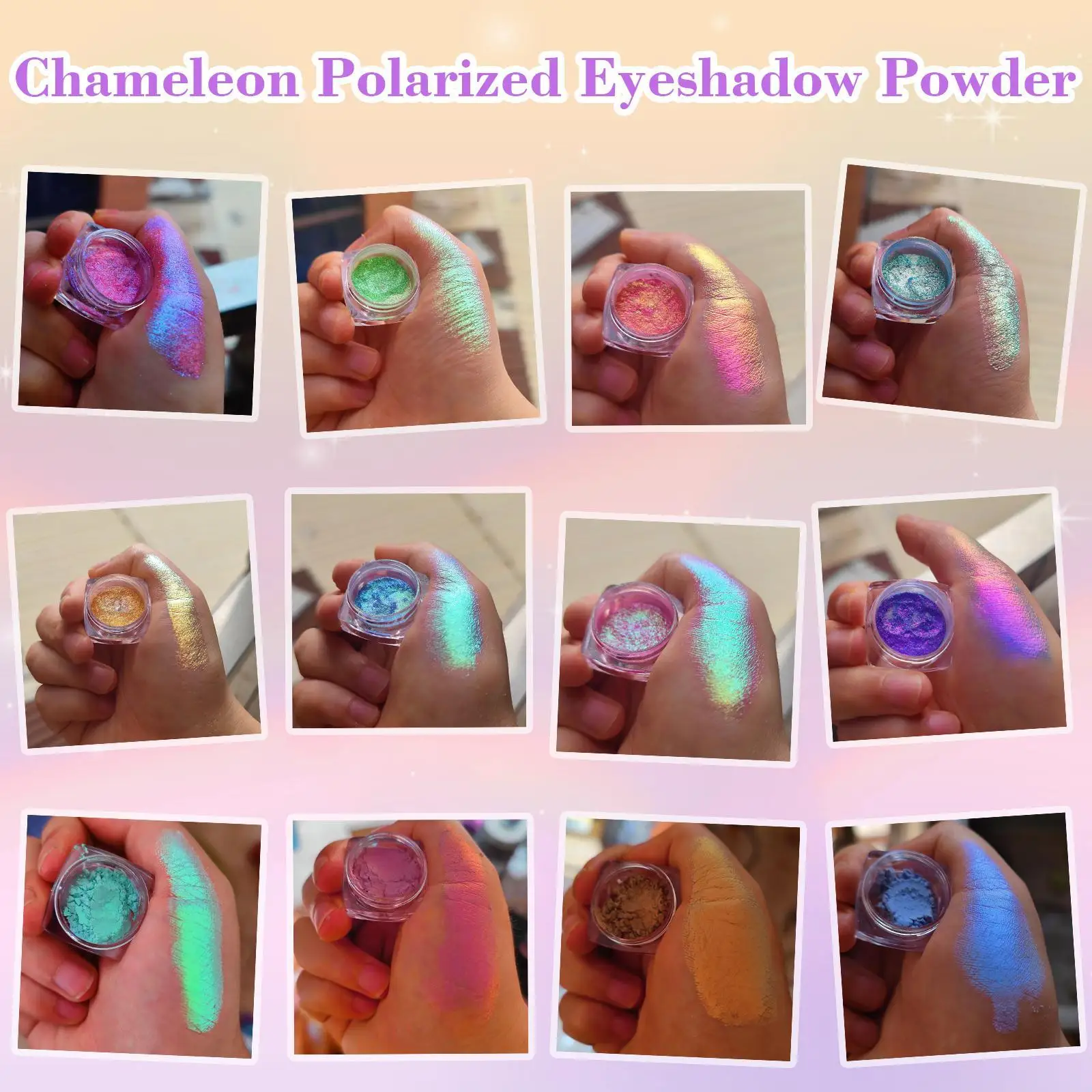 Chameleon Polarized Eyeshadow Powder Ultra Thin Iridescent Eye Shadow Holographic Eye Shadow Highlighter Pigments Double Chrome
Chameleon Polarized Eyeshadow Powder Ultra Thin Iridescent Eye Shadow Holographic Eye Shadow Highlighter Pigments Double Chrome