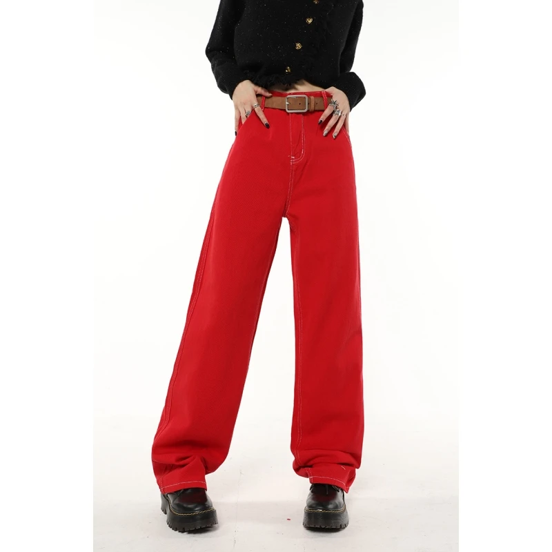 Vintage Red High Waist Women Jeans American Fashion Baggy Denim Pants Streetwear Style Wide Leg Jean Female Denim Trouser
Vintage Red High Waist Women Jeans American Fashion Baggy Denim Pants Streetwear Style Wide Leg Jean Female Denim Trouser