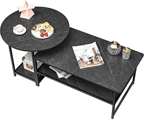 Table, 2 in 1 Unique Detachable Nesting Coffee Table Set of 2, Small Round and Rectangular Living Room Table Set, Industrial Mod
Table, 2 in 1 Unique Detachable Nesting Coffee Table Set of 2, Small Round and Rectangular Living Room Table Set, Industrial Mod