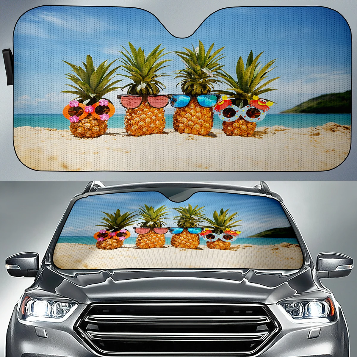 

Солнцезащитный козырек для автомобиля, креативный складной козырек с изображением ананаса и фруктов, с защитой от ультрафиолетовых лучей, для внедорожников и грузовиков
