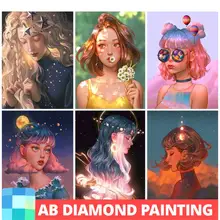 AB Drill Children Diamond Painting Girls Cartoon Portrait Embroidery Full Drill Home Decor Cross Stitch Kits Mosaic Picture