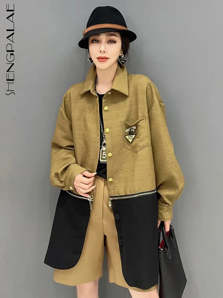 SHENGPALAE Autumn Contrast Color Shirt For Women 2023 New Zipper Spliced Versatile Blouse Lapel Single Breasted Casual Top R7495
SHENGPALAE Autumn Contrast Color Shirt For Women 2023 New Zipper Spliced Versatile Blouse Lapel Single Breasted Casual Top R7495