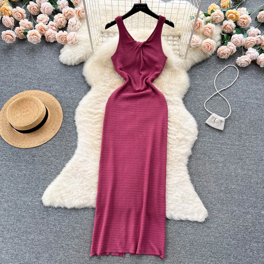 Sleeveless Split Slip Dress Midi Sexy Fashion Elastic Tight Party Elegant Chic Beach Vacation Summer Women Knit Dress
Sleeveless Split Slip Dress Midi Sexy Fashion Elastic Tight Party Elegant Chic Beach Vacation Summer Women Knit Dress