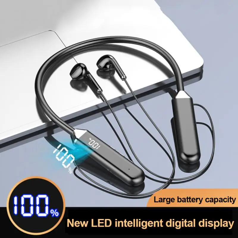 

Led Digital Display Neckband Bluetooth Headset Wireless Headphones Noise Cancelling Ergonomic Sport Earbuds Earphone Hifi Sound