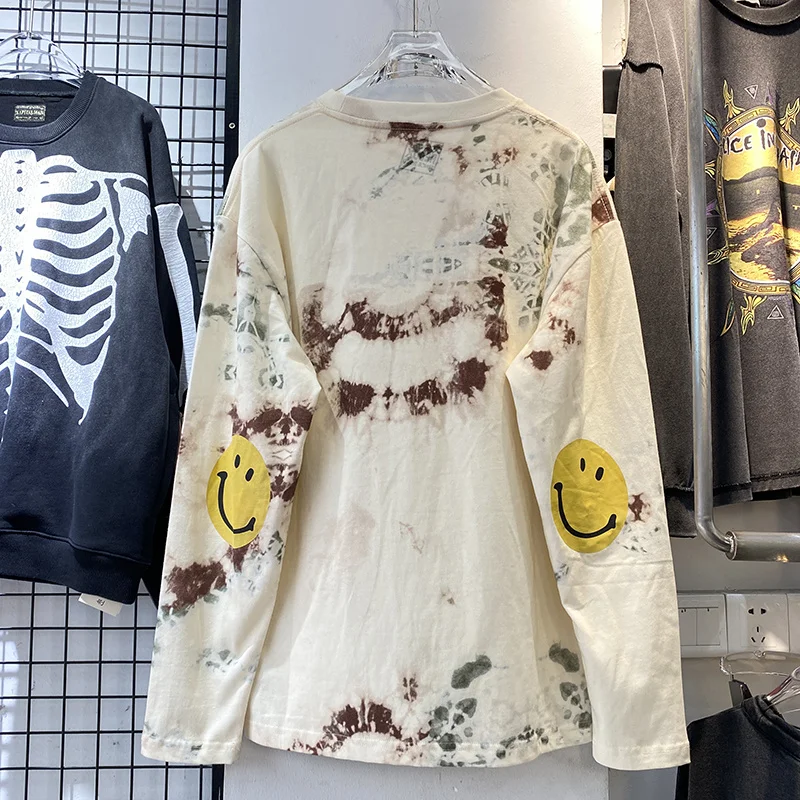 KAPITAL MAN Tie-dye Sleeves Smiley Print Loose Long Sleeve T-shirt Autumn Couple Tops
KAPITAL MAN Tie-dye Sleeves Smiley Print Loose Long Sleeve T-shirt Autumn Couple Tops