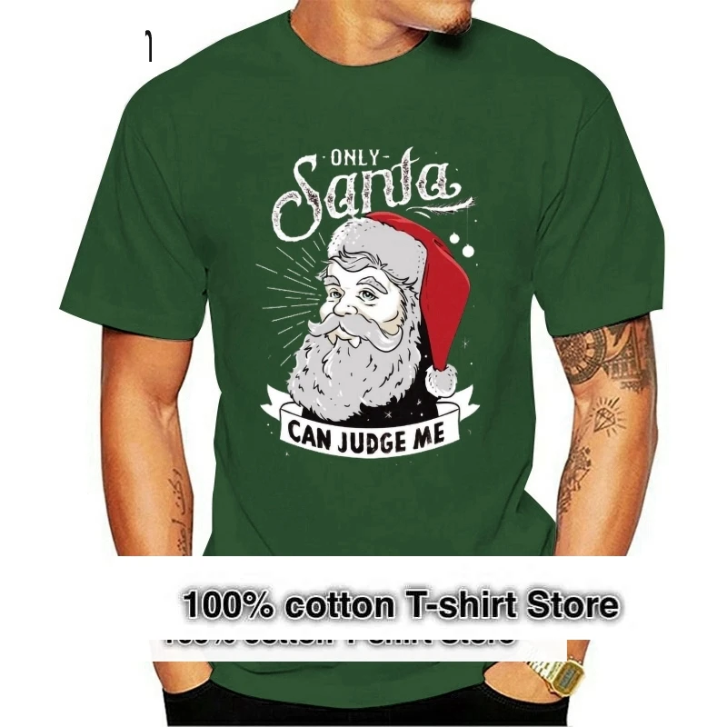 

Newest 2018 Men's Fashion Santa Can Judge Me Jingle Bells T-Shirt Top Merry Christmas Happy Holidays Funny Cotton Tee