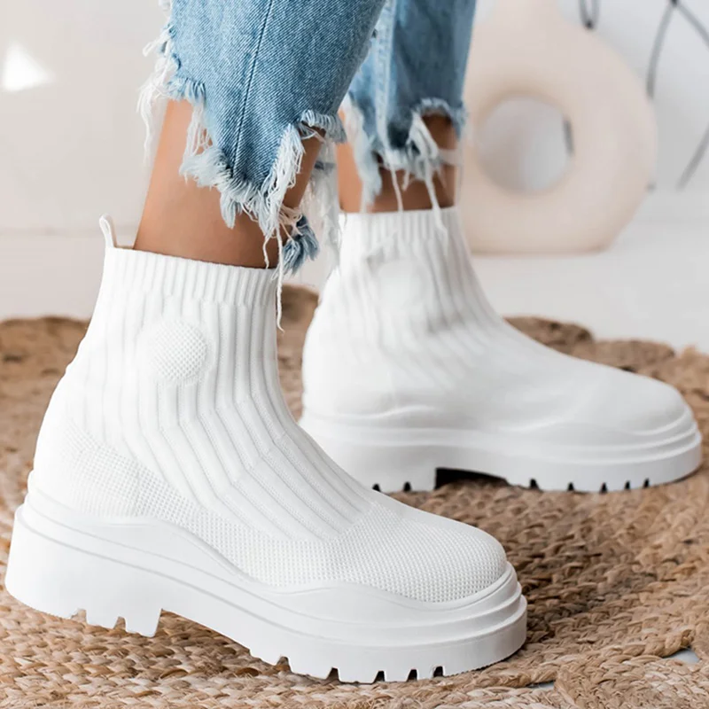 Кроссовки-носки для женщин, спортивная обувь, на платформе, каблук, без застежки, повседневные белые
Кроссовки-носки для женщин, спортивная обувь, на платформе, каблук, без застежки, повседневные белые