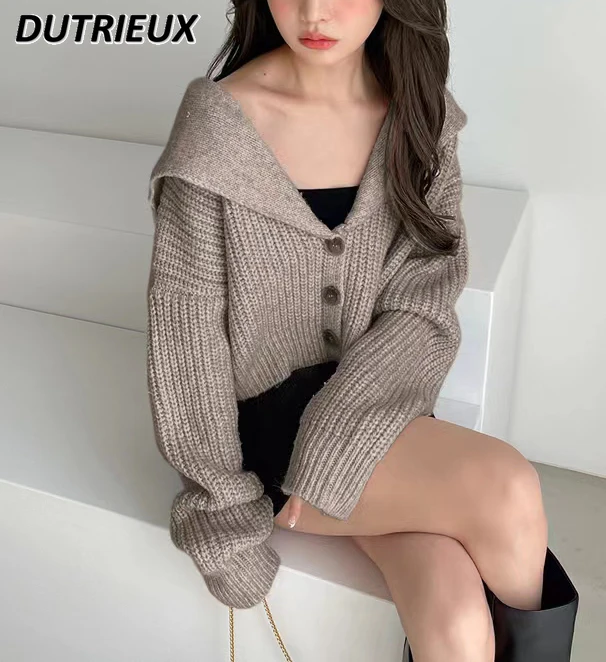 Женский вязаный кардиган с длинным рукавом, повседневный Свободный кардиган с матросским воротником, весна-осень 2023
Женский вязаный кардиган с длинным рукавом, повседневный Свободный кардиган с матросским воротником, весна-осень 2023