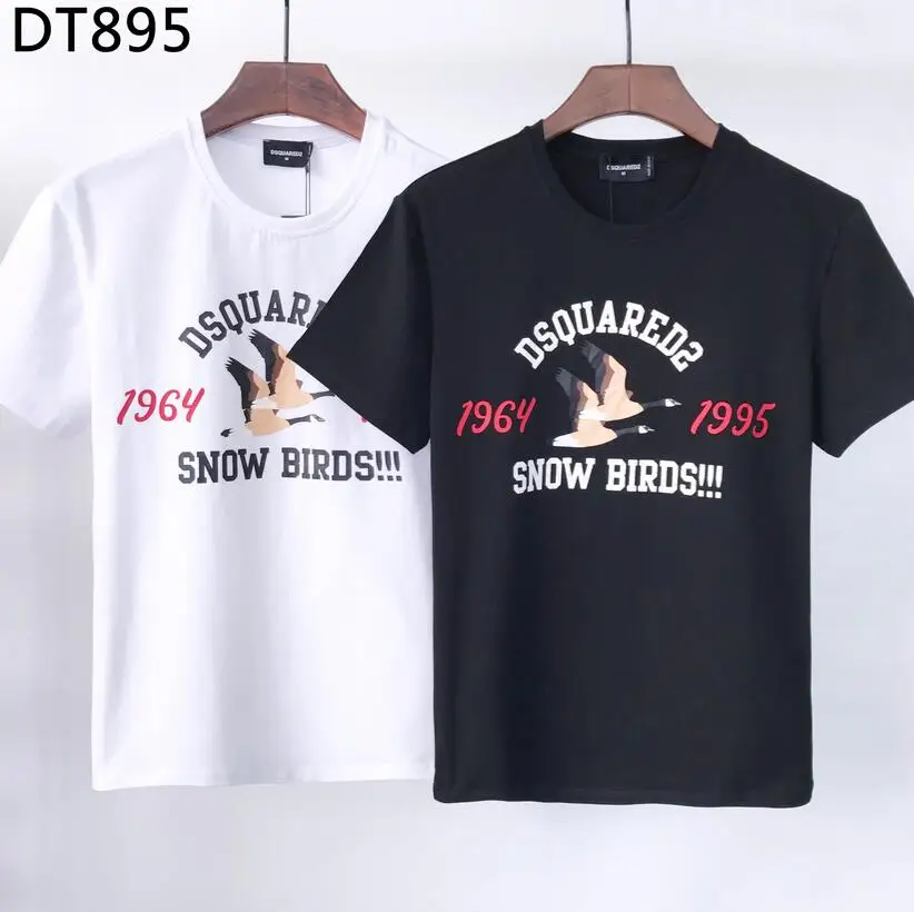 

Top Clothes Summer Dsquared2 Street Hip-Hop O-Neck Short-Sleeved T-shirt Cotton Locomotive Letter Printing DSQ2 Casual Tee Men