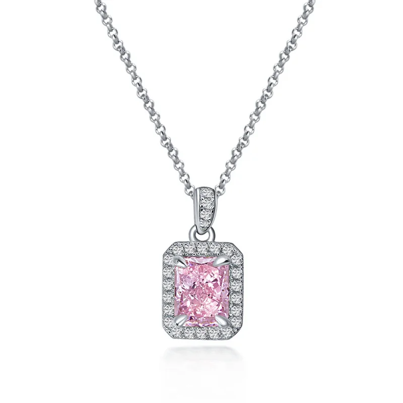 Anziw Women's Necklaces Free Shipping 925 Sterling Silver Yellow/Pink Ice Flower Cut 6*8mm CZ Gemstone Pendant Necklace 
Anziw Women's Necklaces Free Shipping 925 Sterling Silver Yellow/Pink Ice Flower Cut 6*8mm CZ Gemstone Pendant Necklace