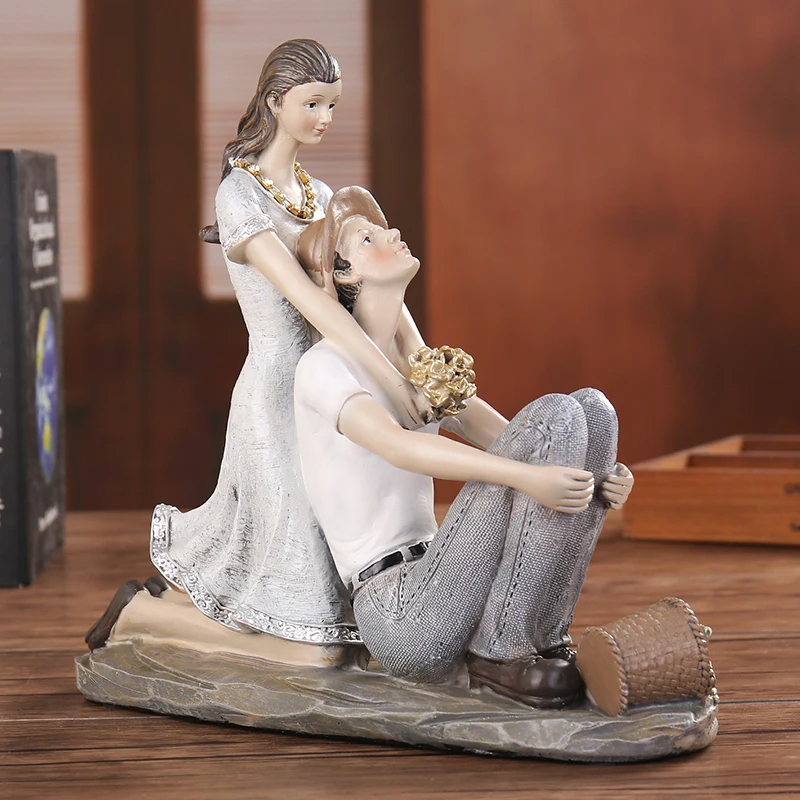 

ROMANTIC COUNTRYSIDE COUPLE STATUE RESIN DATE LOVERS FIGURINE HOUSEHOLD ORNAMENT CRAFT VALENTINE'S DAY GIFT FOR WEDDING DECOR