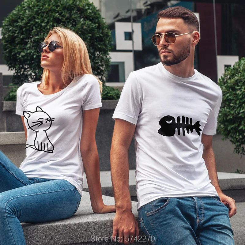 2022 New Couple T-shirt summer couple Cat and fish bone LOVE printed clothes Casual Short Sleeve Tees Tops Loose Couple Tops
2022 New Couple T-shirt summer couple Cat and fish bone LOVE printed clothes Casual Short Sleeve Tees Tops Loose Couple Tops