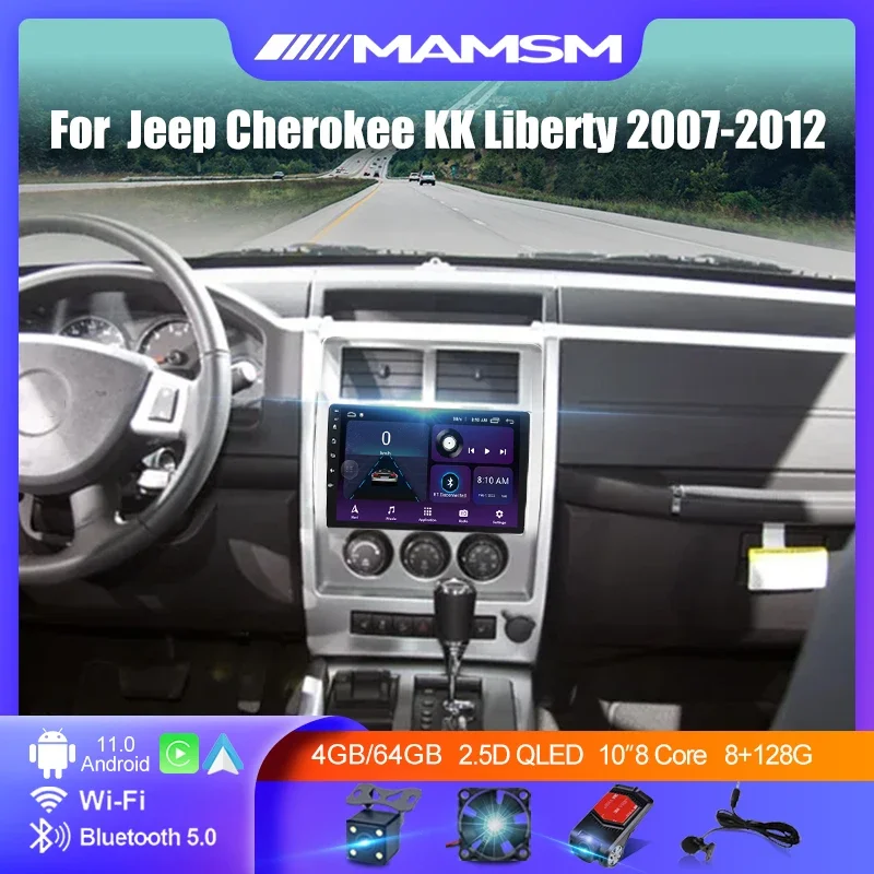 

Автомагнитола MAMSM для Jeep Cherokee KK Liberty 2007-2012, мультимедийный видеоплеер с навигацией, стерео, GPS, 4G, Авторадио для Carplay, 8 + 128G