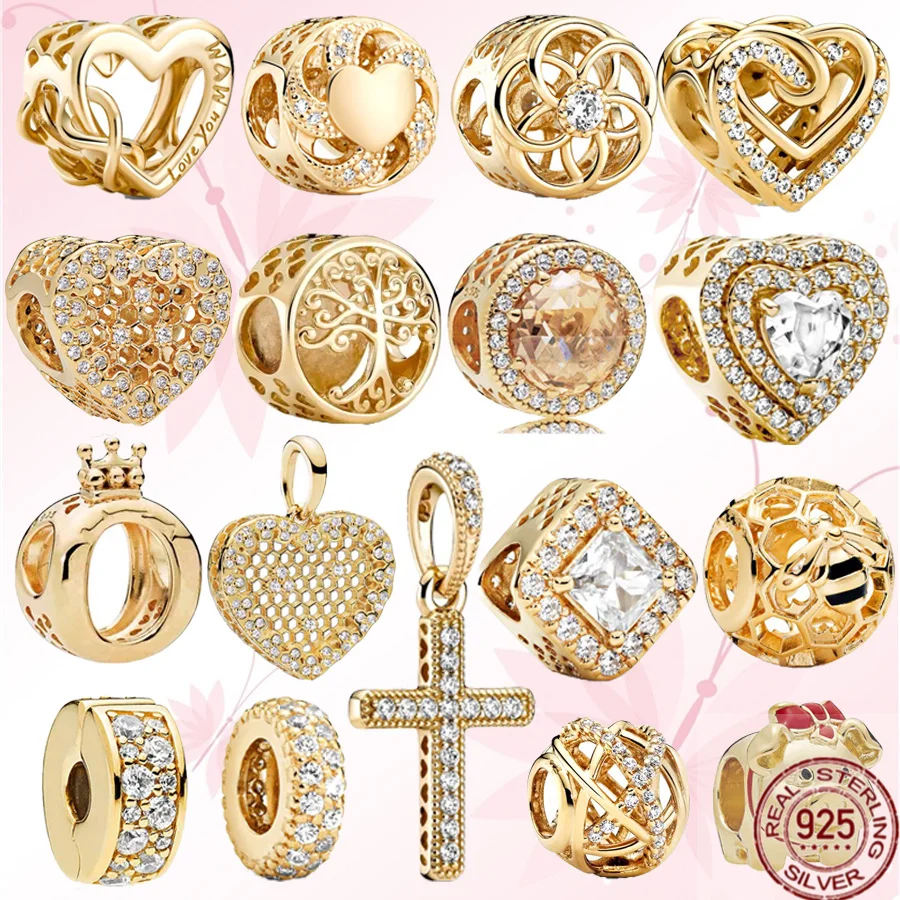 NEW Gold Plated 925 Sterling Silver Crown Leveled Hearts Cross Pendant Charm Bead Fit Original Bracelet DIY Jewelry Gift
NEW Gold Plated 925 Sterling Silver Crown Leveled Hearts Cross Pendant Charm Bead Fit Original Bracelet DIY Jewelry Gift