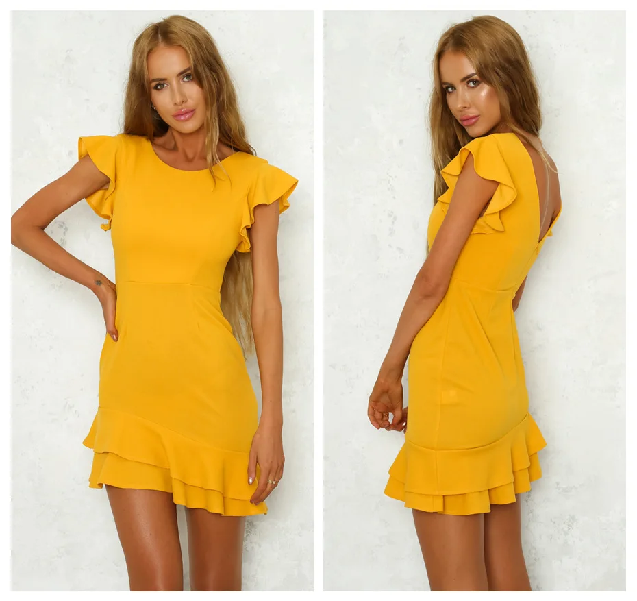 2022 Short Sleeve Round Neck Sexy Dress Short Summer Yellow Casual Mini Dress Lotus Sleeve Dress
2022 Short Sleeve Round Neck Sexy Dress Short Summer Yellow Casual Mini Dress Lotus Sleeve Dress