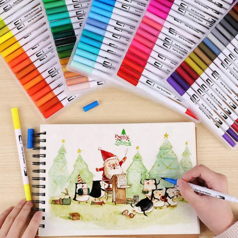24/36/48/60/72/100pcs Double Head Marker Pen Watercolor Brush Art Marker Artist Art School Supplies Manga Sketching Markers
24/36/48/60/72/100pcs Double Head Marker Pen Watercolor Brush Art Marker Artist Art School Supplies Manga Sketching Markers