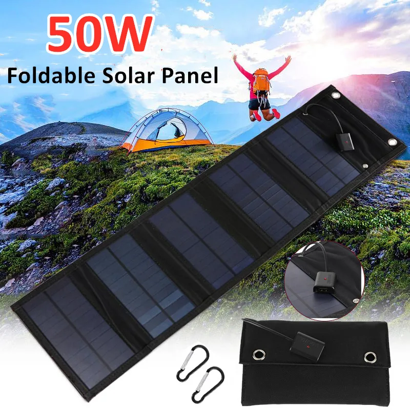 50W 5V Foldable USB Solar Outdoor Portable Panel Solar Cells Waterproof Solar Panels for Smartphones Charging 
50W 5V Foldable USB Solar Outdoor Portable Panel Solar Cells Waterproof Solar Panels for Smartphones Charging