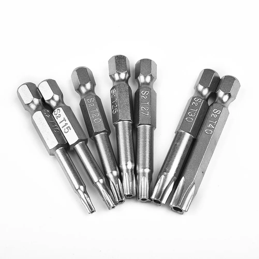 7Pcs 50mm 1/4" Hex Shank Five-point Magnetic Torx Screwdriver Bits T10-T40 For Electric Screwdrivers/ Manual Screwdrivers
7Pcs 50mm 1/4" Hex Shank Five-point Magnetic Torx Screwdriver Bits T10-T40 For Electric Screwdrivers/ Manual Screwdrivers