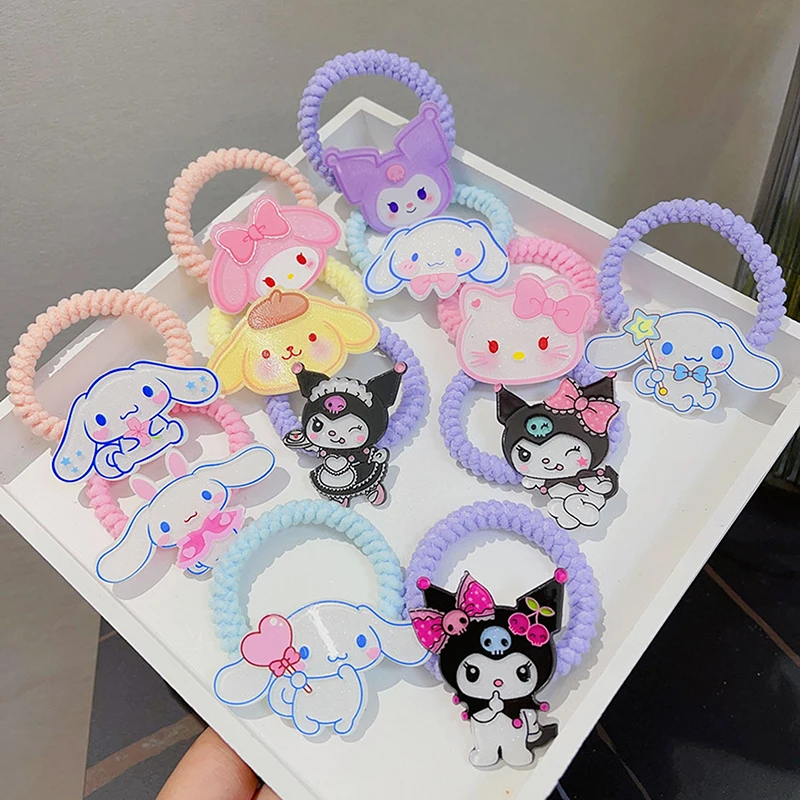 5 шт. Sanrio Kuromi резинки для волос Kawaii заколка аниме заколки Мультяшные милые